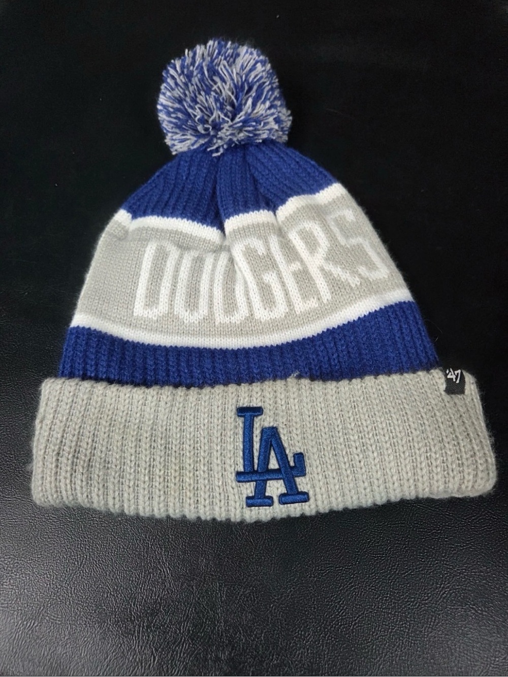 '47  Los Angeles Dodgers Knit Pom Beanie - Grey & Royal Blue